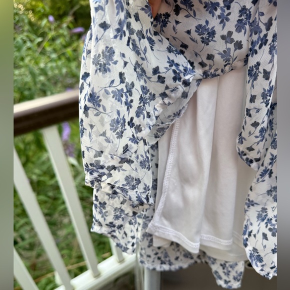 Sienna Sky Blue and White Flutter Sleeve Sundress - Picture 5 of 7